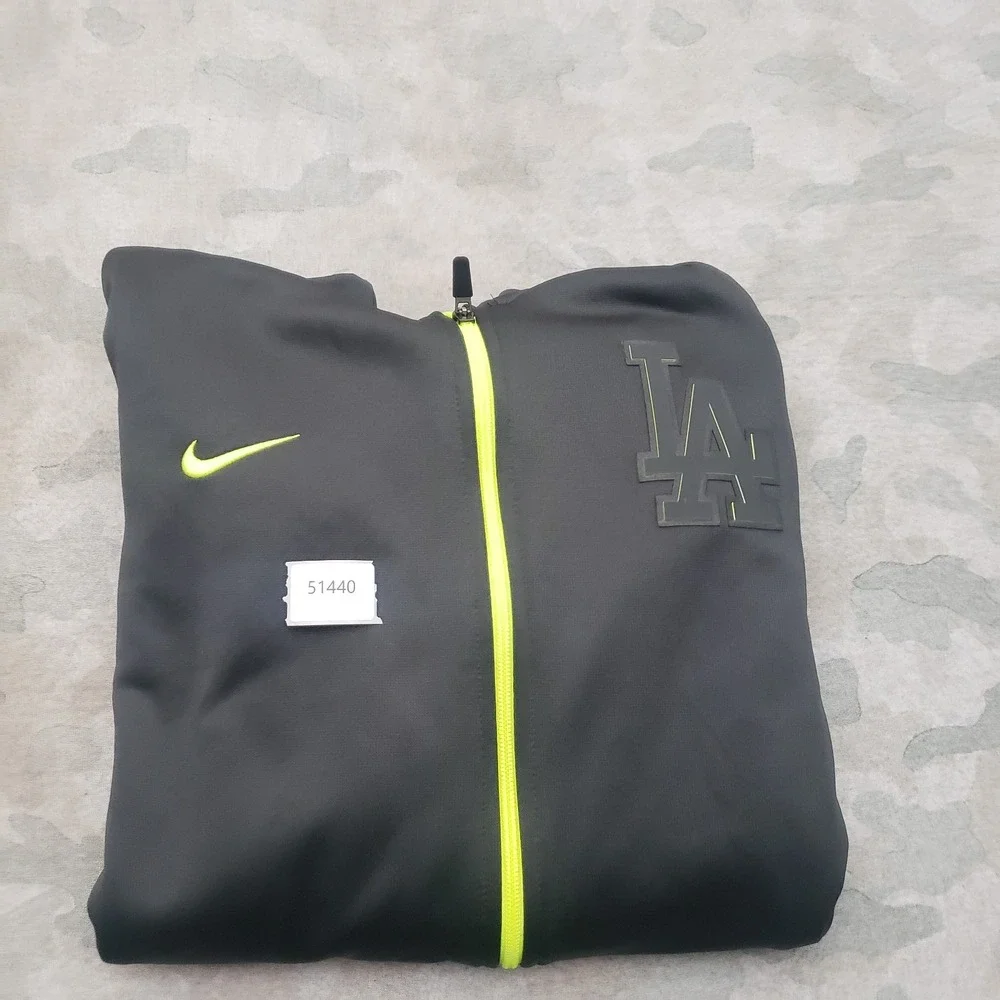 Los Angeles Dodgers Nike Sweatshirt Mens Large Gray Full Zip Therma Fit Baseball